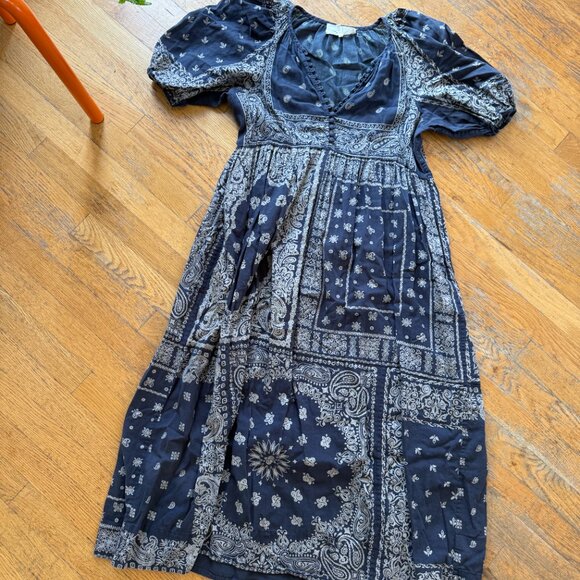 THE GREAT Ravine Dress bandana kerchief dress - navy - size small - Picture 2 of 6